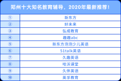 鄭州十大知名教育輔導(dǎo)，2020年最新推薦！